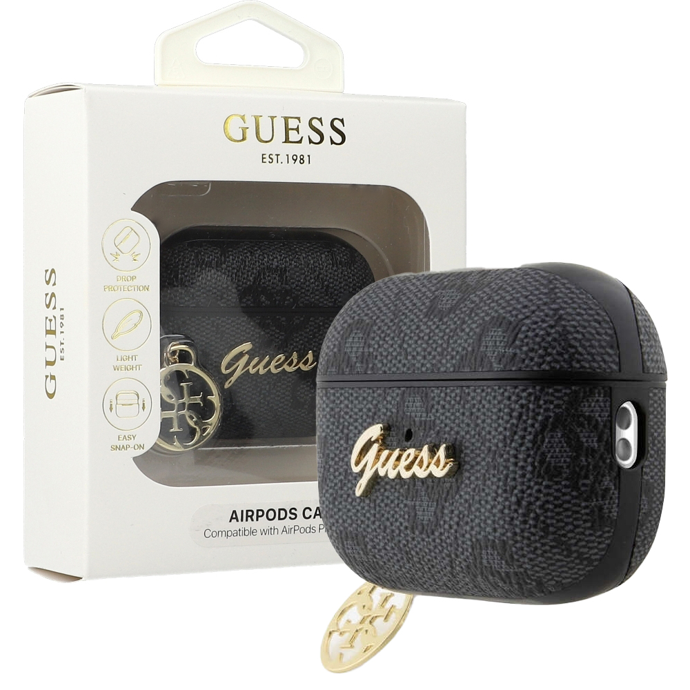 Oryginalne ekskluzywne etui od marki Guess z kolekcji 4G Charm dla Apple AirPods Pro 2, czarne